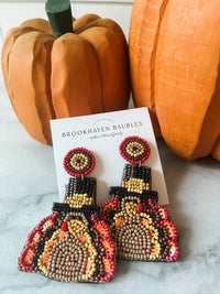 Thanksgiving Turkey Beaded Earrings 