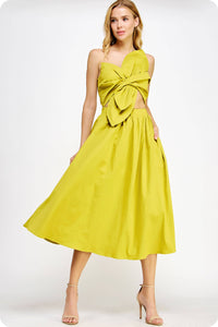 Wendy Knotted Flower Bow Midi Dress