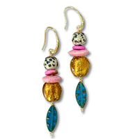 Beaded Dangle Earrings - Colorful Drops