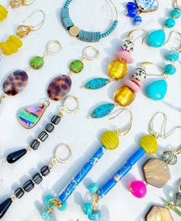 Beaded Dangle Earrings - Colorful Drops