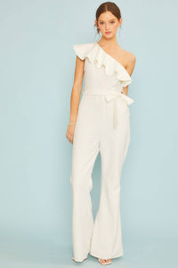 Side Zipper Sleeveless Bootcut Jumpsuit: S / OFF WHITE