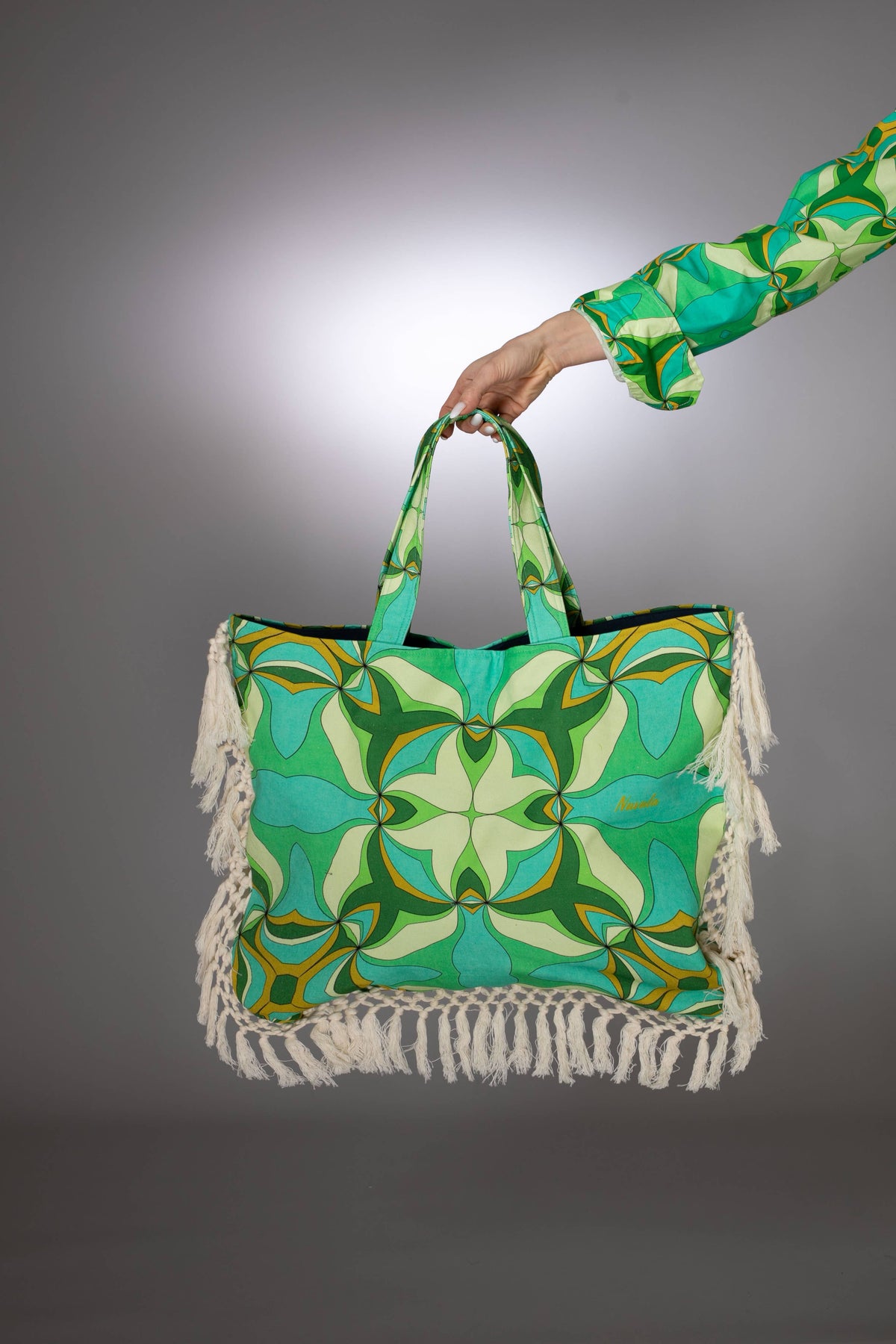 Pastel Swirl Printed Cotton Canvas Tote