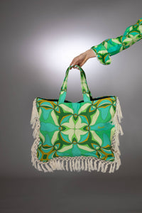 Pastel Swirl Printed Cotton Canvas Tote