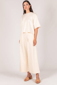 P. CILL Butter Modal Wide Leg Culotte Pants: Black or Charcoal