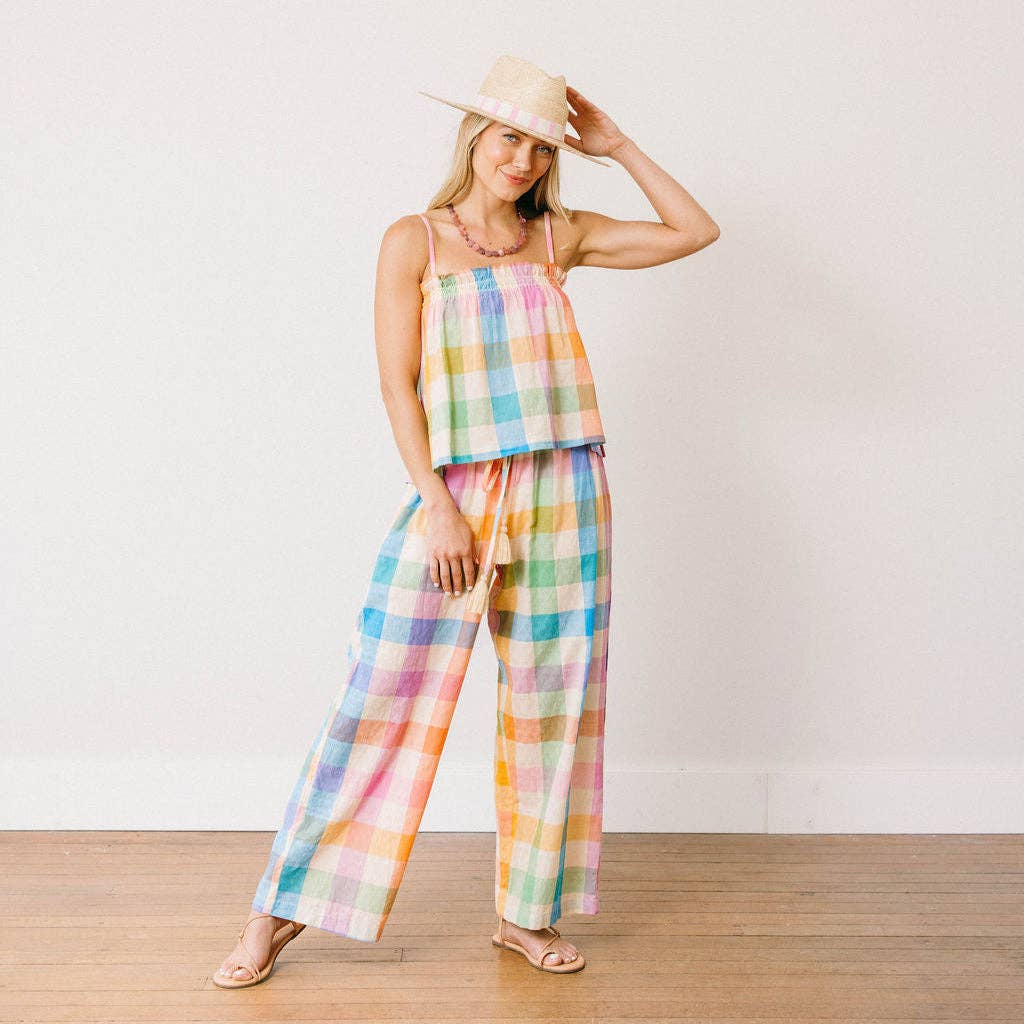 Rainbow Plaid Daphne Top: S