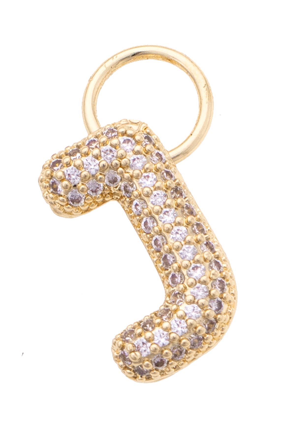 Canvas Style Charm Bar Letter Pave Initial Charm in Shiny Gold