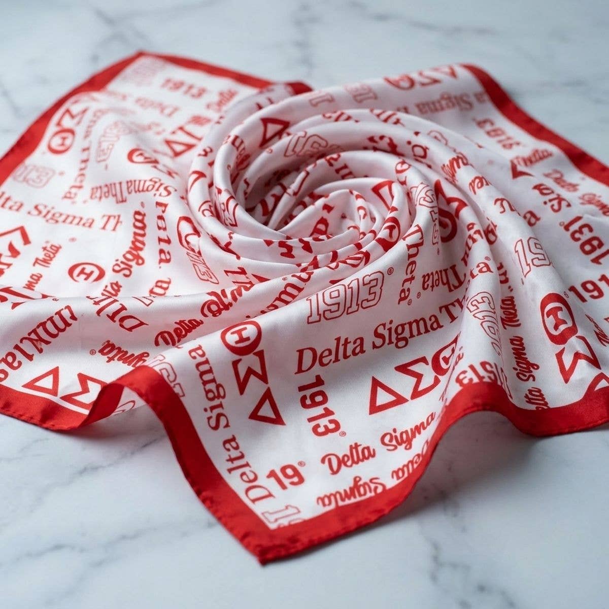DST Long White and Red Graphic Rectangle Scarf: Color: White / Plating: Multi Tone / Size: 64 x 16 inches