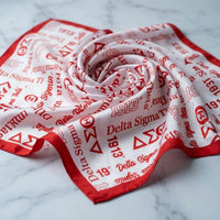 DST Long White and Red Graphic Rectangle Scarf: Color: White / Plating: Multi Tone / Size: 64 x 16 inches