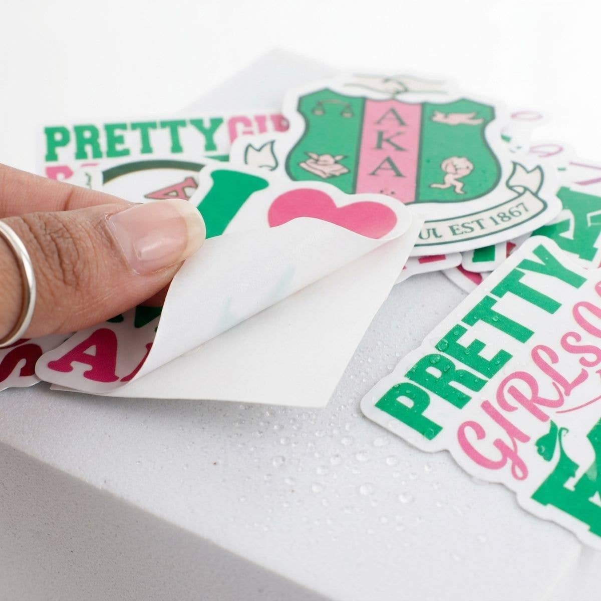 Alpha Kappa Alpha 60 Piece Sticker Set: Pink and Green / Multi Tone / Assorted 2 x 2 inches