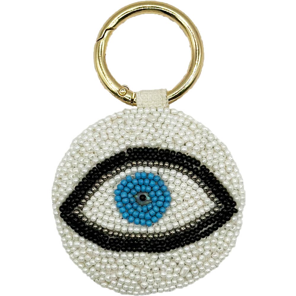 BLUE EVIL EYE BEADED KEYCHAIN