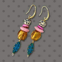 Beaded Dangle Earrings - Colorful Drops