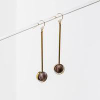 Larissa Loden  Aberrant Brass and Gemstone Earrings: Onyx