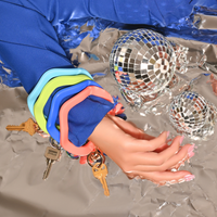 Wavy Wristlet Keyring | Wrist-Worn Key Chain & Phone Tether: Gold / Wavy - Deep Neon Pink