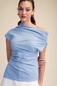 Asymmetric Pleated Top: Ivory / M