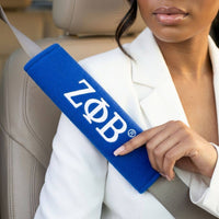 Zeta Phi Beta Blue Seat Belt Cover Set: Blue and White / Multi Tone / 9.5 x 2.5 inches