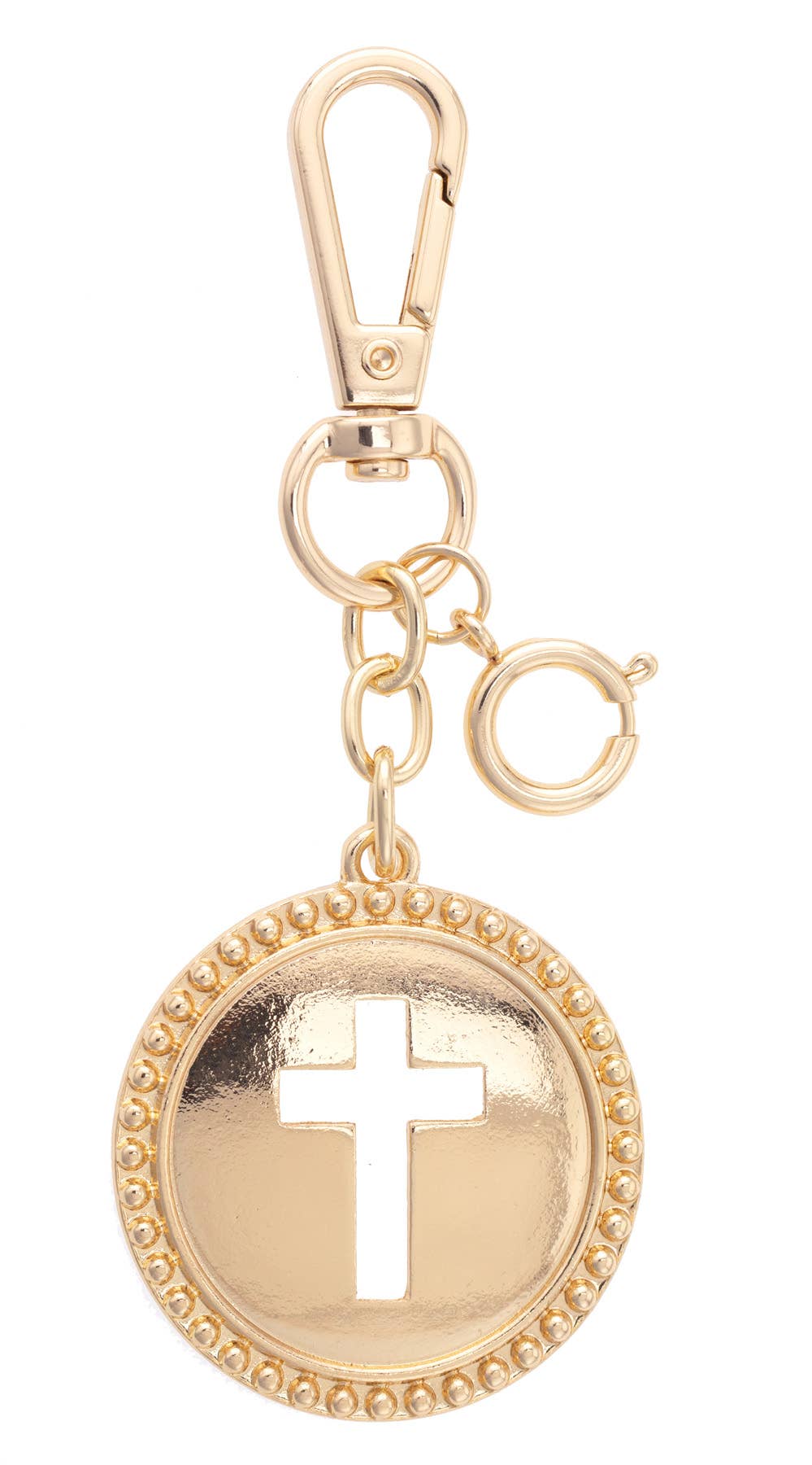 Cross Coin Bag Charm in Shiny Gold