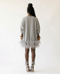 Audacious Feather Trim Sweatshirt: Black / One Size