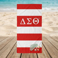 DST Red and White Microfiber Stripe Beach Towel