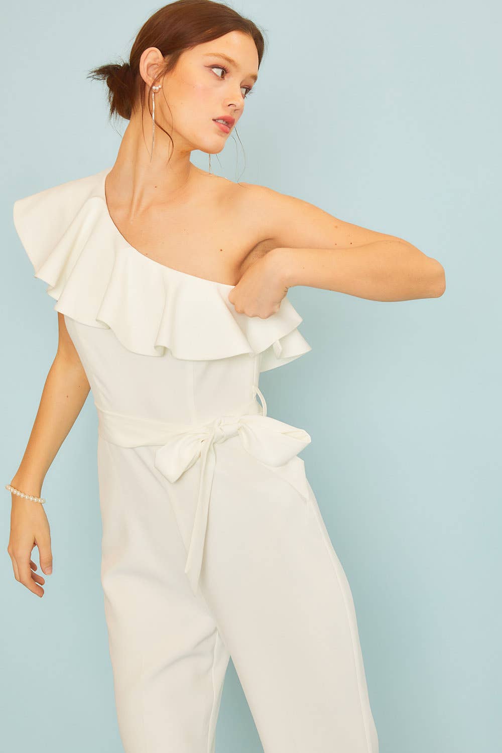 Side Zipper Sleeveless Bootcut Jumpsuit: S / OFF WHITE