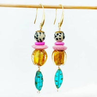 Beaded Dangle Earrings - Colorful Drops
