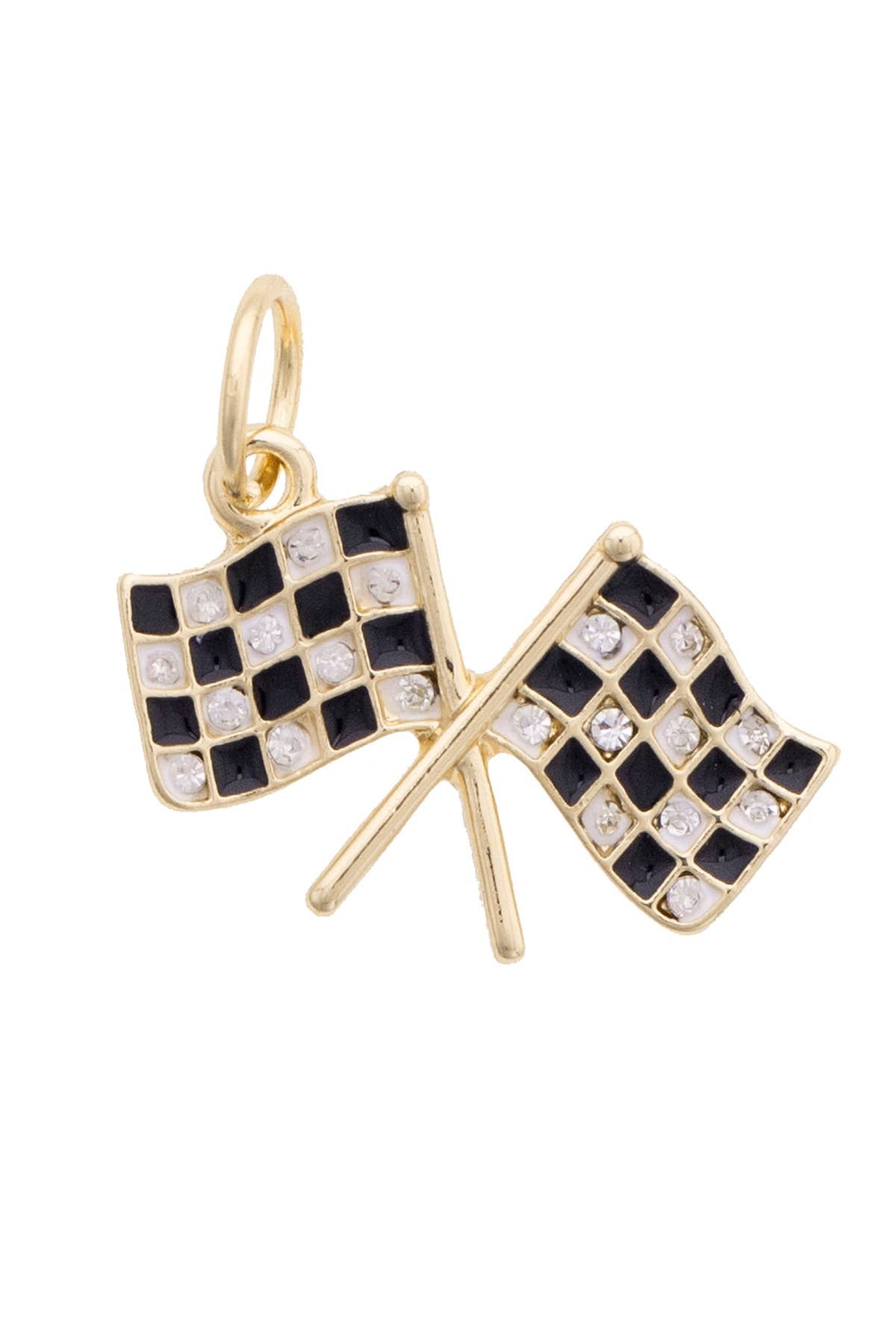 CANVAS STYLE CHARM BAR-Racing Flags Charm in Black & White Multi