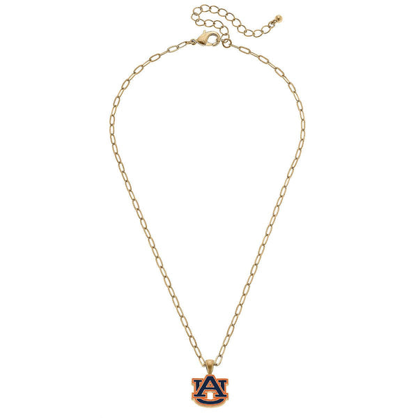 Auburn Tigers Enamel Pendant Necklace in Navy/Burnt Orange GAME DAY