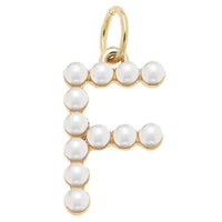 Pearl-Studded Letter Charm in Ivory: G