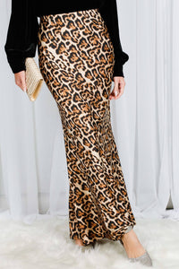 Henley Neck Elastic Smocked Leopard Print Blouse or  Leopard Print Bias Cut Satin Maxi Skirt