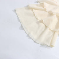 SY636 Layered Ruffle Chiffon Blouse Long Sleeve Chic: Off-White / English / M