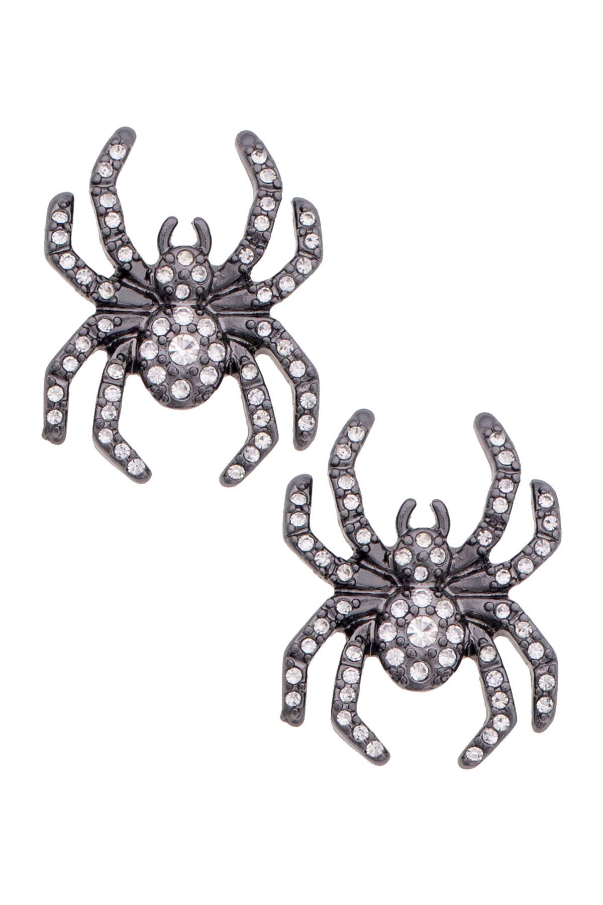 Pave Spider Stud Earrings in Black