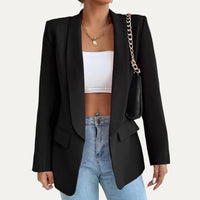 Timeless Solid Color Long Sleeve Open-Front Blazer