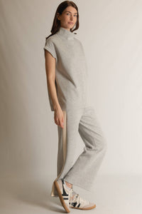 P. CILL Butter Modal Side Stripe Wide Leg Pants: Black / Small