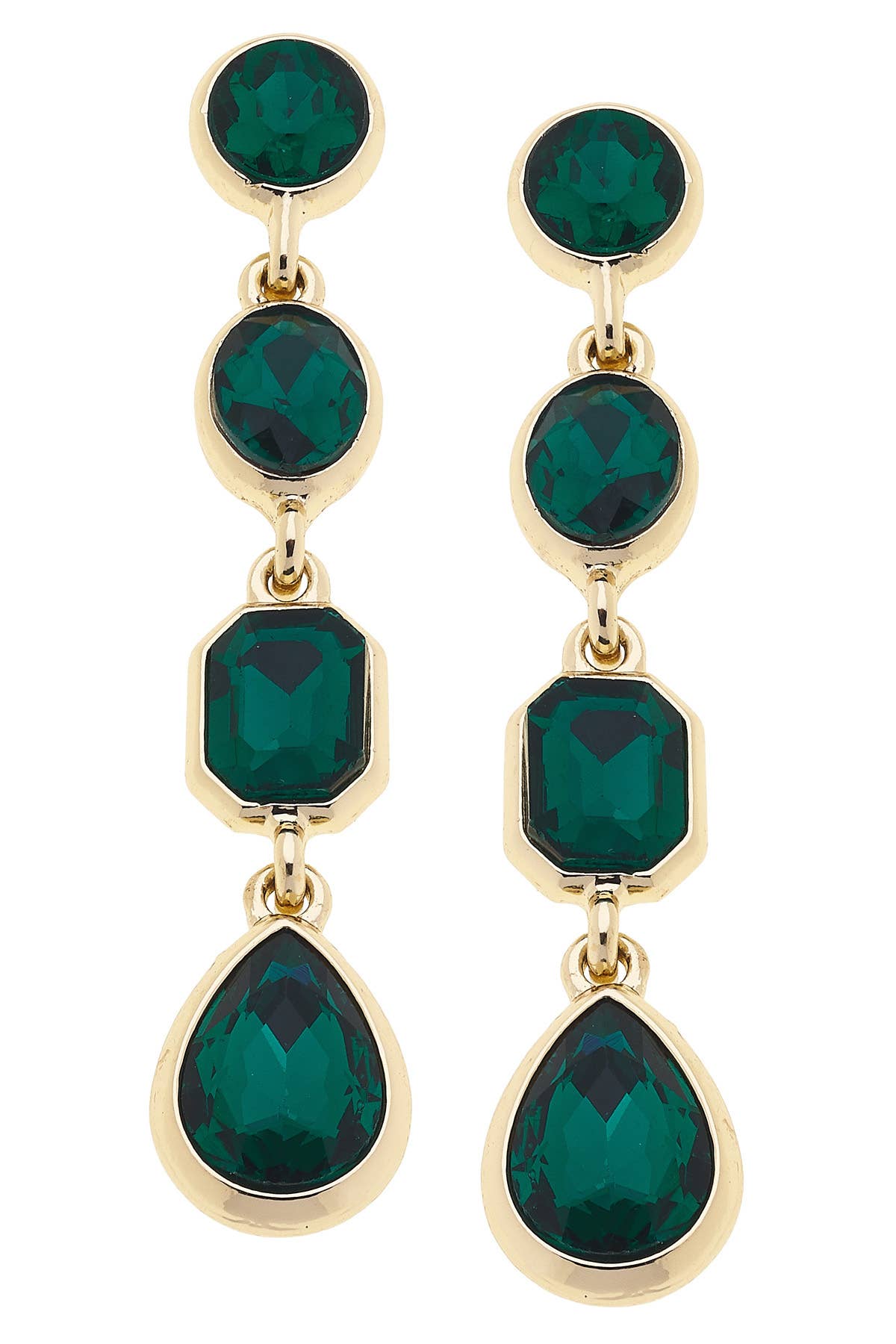 Daphne Rhinestone Linked Earrings: Red