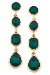 Daphne Rhinestone Linked Earrings: Red