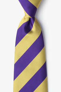 Purple and Gold Stripe - Collegiate Stripe Necktie: Self-tie Bowtie or Necktie