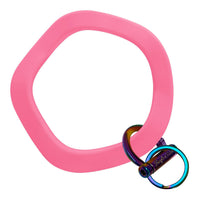Wavy Wristlet Keyring | Wrist-Worn Key Chain & Phone Tether: Gold / Wavy - Deep Neon Pink