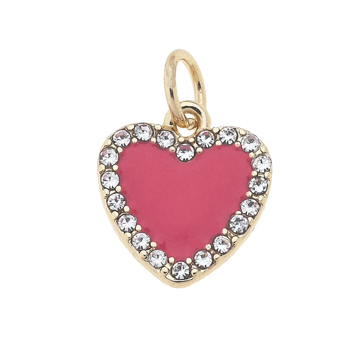 CANVAS STYLE CHARM BAR-Pave Enamel Heart Charm in Fuchsia