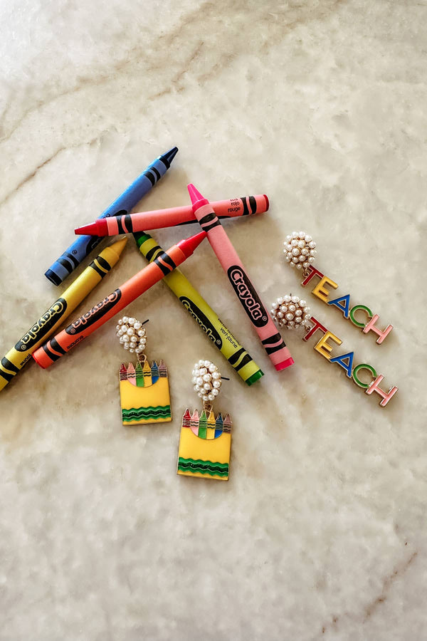 Crayon Box Enamel Earrings in Multi
