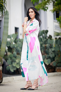 Long Sleeves Maxi Shirt Dress: Maroon / Medium