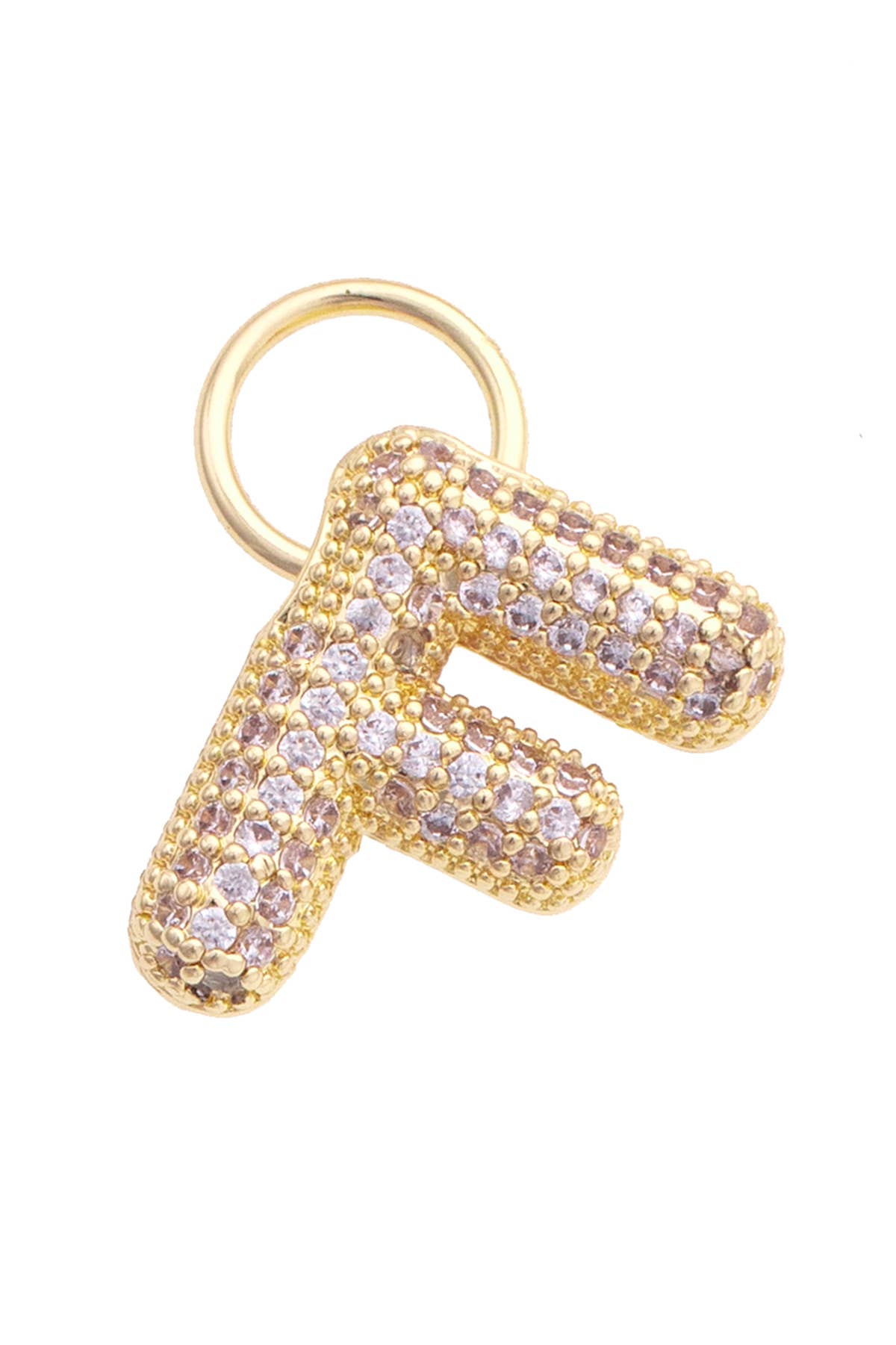 Canvas Style Charm Bar Letter Pave Initial Charm in Shiny Gold