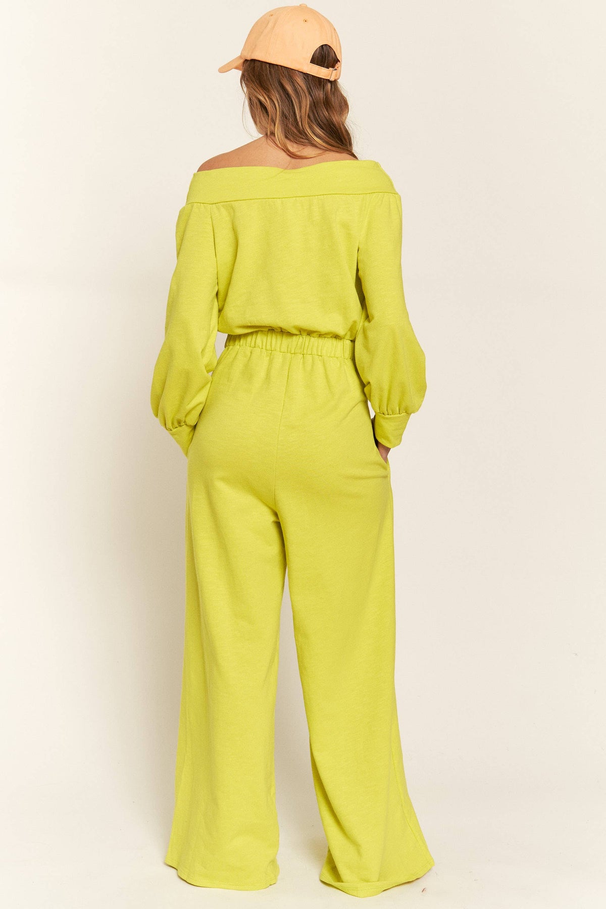 Melinda One Shoulder Terry Jumpsuit Dark Gray or Lime