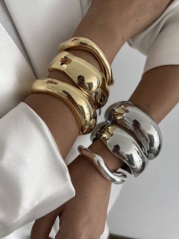 Geometric Bracelet Accessories: SILVER / B / One_size