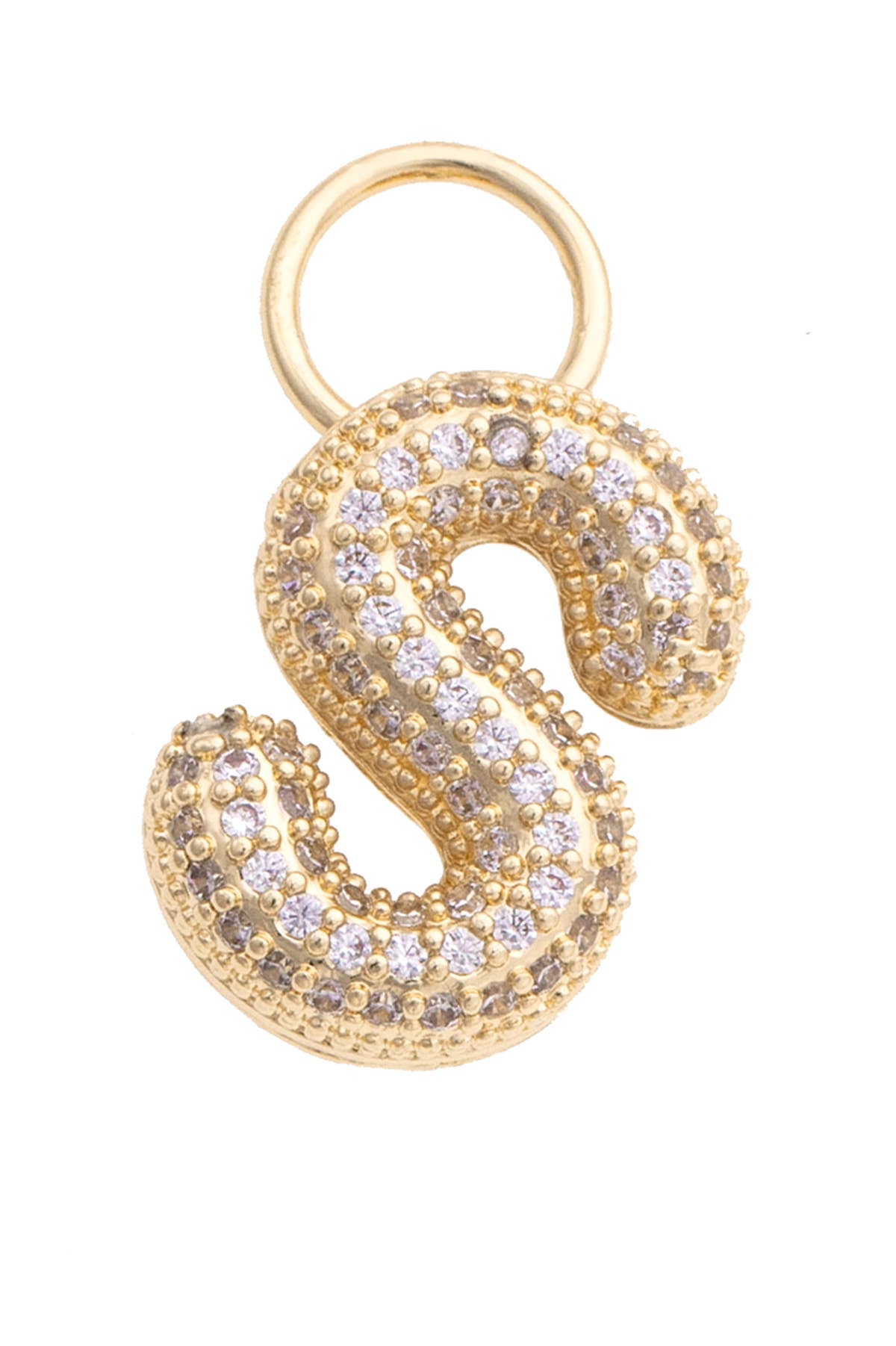 Letter Pave Initial Charm in Shiny Gold: I