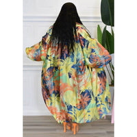 LONG SLEEVE FRONT OPEN KIMONO: ORANGE / ONE SIZE(3)