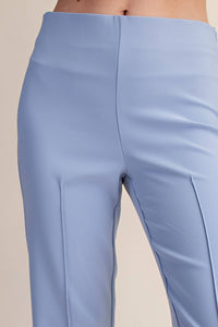 High Waist Stitch Pleats Flare Crop Stretchy Pants: Pink / M