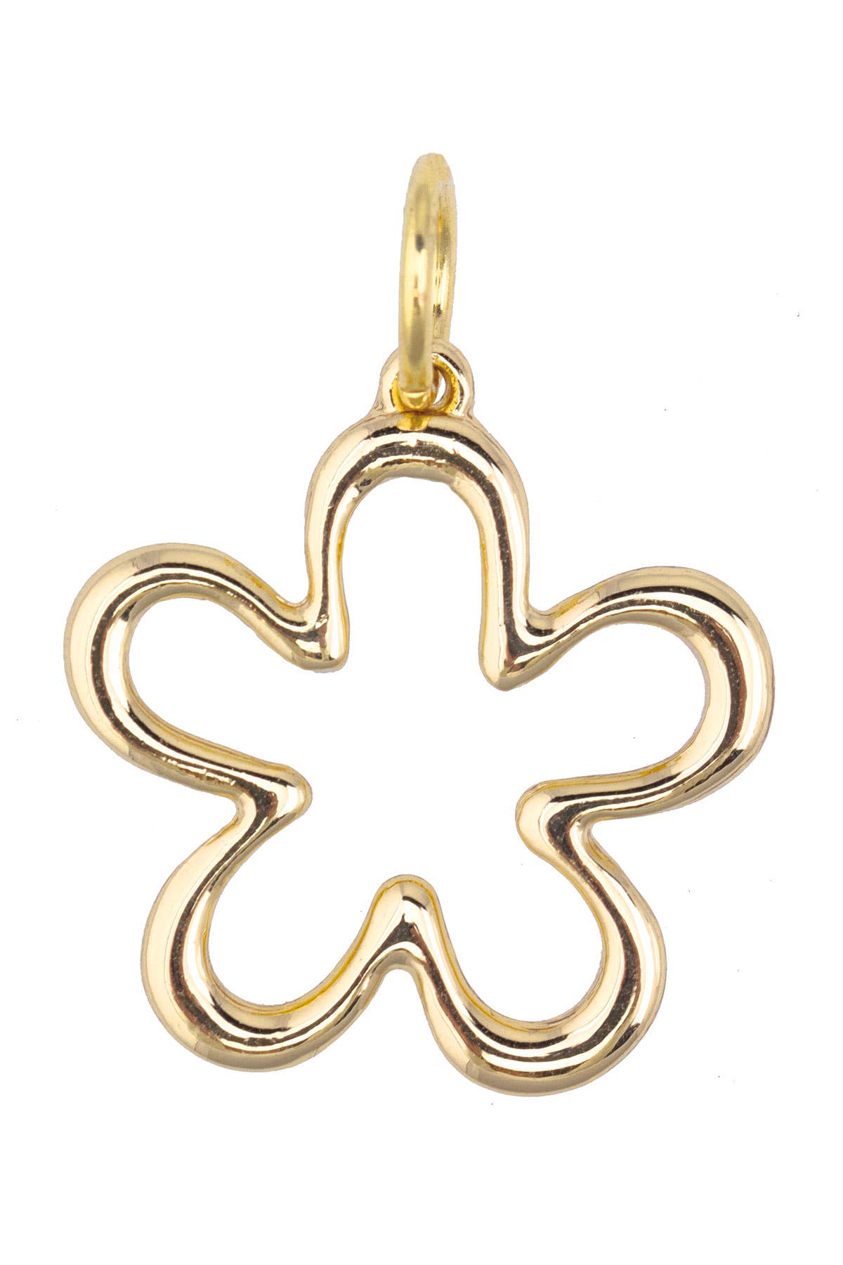 CANVAS STYLE CHARM BAR-Squiggly Flower Charm in Shiny Gold
