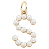 Pearl-Studded Letter Charm in Ivory: U