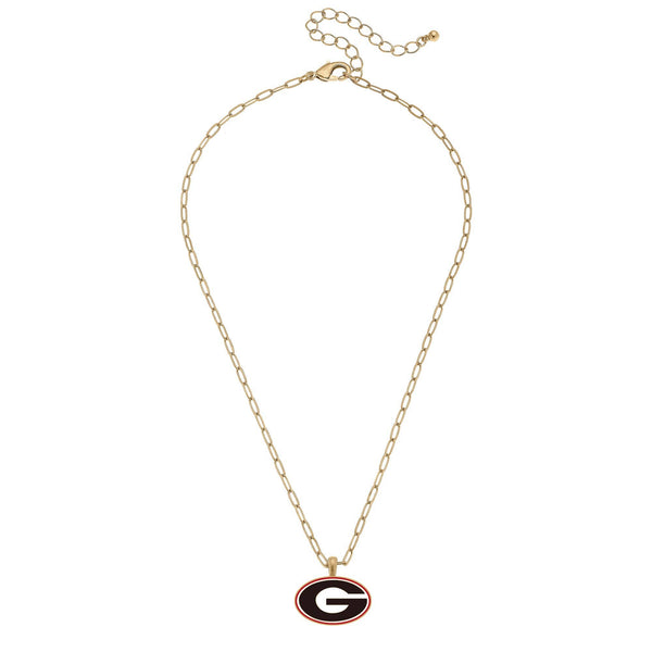 Georgia Bulldogs Enamel Pendant Necklace in Black/Red