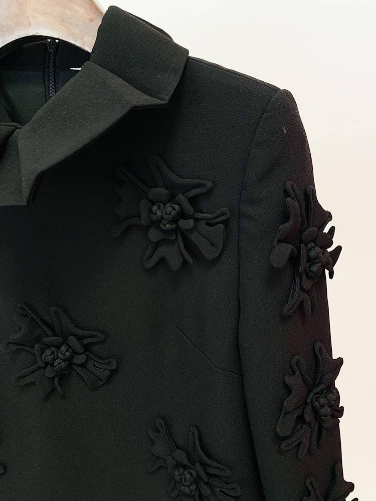 Violet Handmade Three-dimensional Flower Bell Sleeve Dress