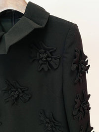 Violet Handmade Three-dimensional Flower Bell Sleeve Dress